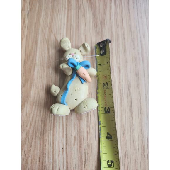 Cute Yellow Bunny Rabbit Magnet with Carrot & Blue Bow – Easter Kitchen Decor - Picture 4 of 4